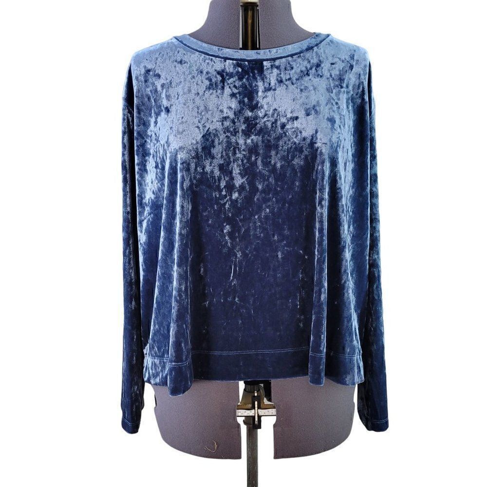 Ava & Viv Blue Velvet Cropped Top Sz X